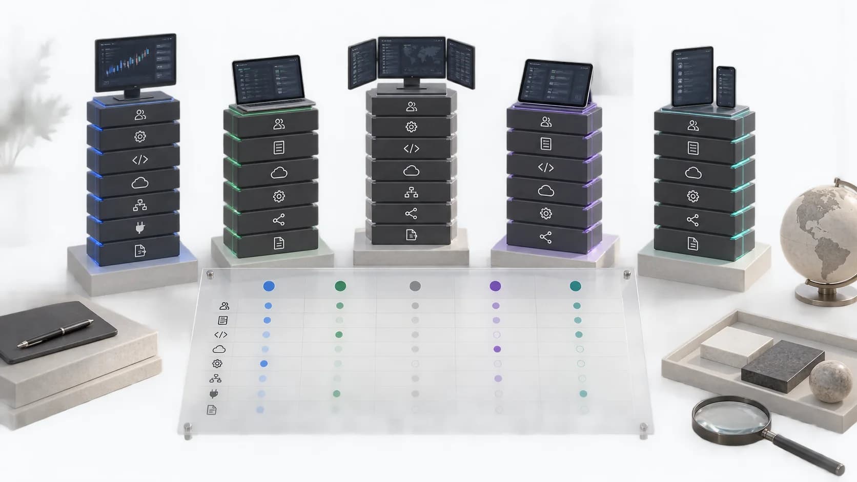 Neutral broker platform procurement comparison across client interfaces, operations, APIs, hosting, integrations, and data export